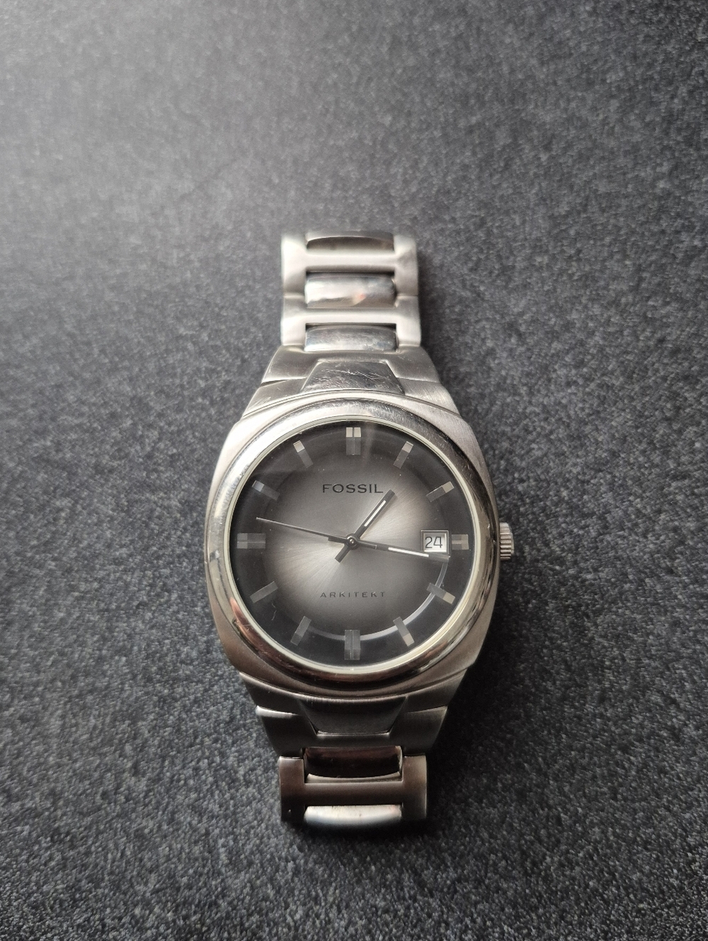 Fossil Silver Stainless Steel Watch with Grey Dial
